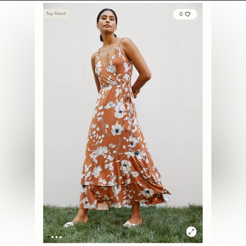 Anthropologie Sleeveless Floral Faux Wrap Dress! Size Xl